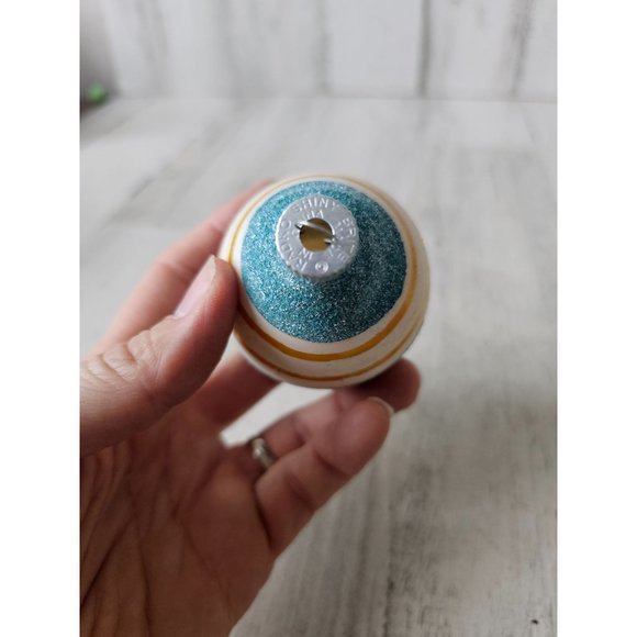 Vintage radko shiny Brite egg blue striped vintage ornament Xmas tree - Picture 7 of 8